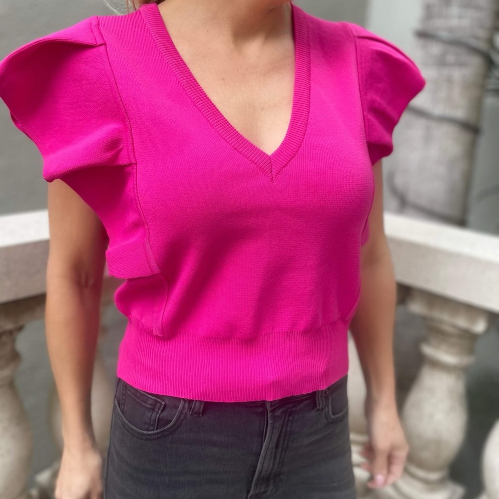 Pleated Short Sleeve Knit Top